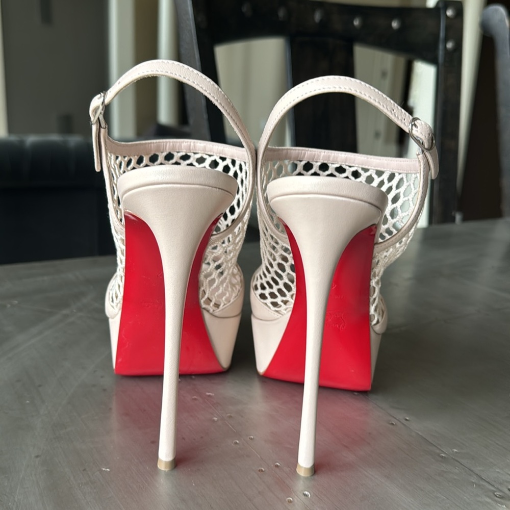 Christian Louboutin plougesta Alta leche light pink mesh leather stiletto sz 42 - Picture 7 of 12